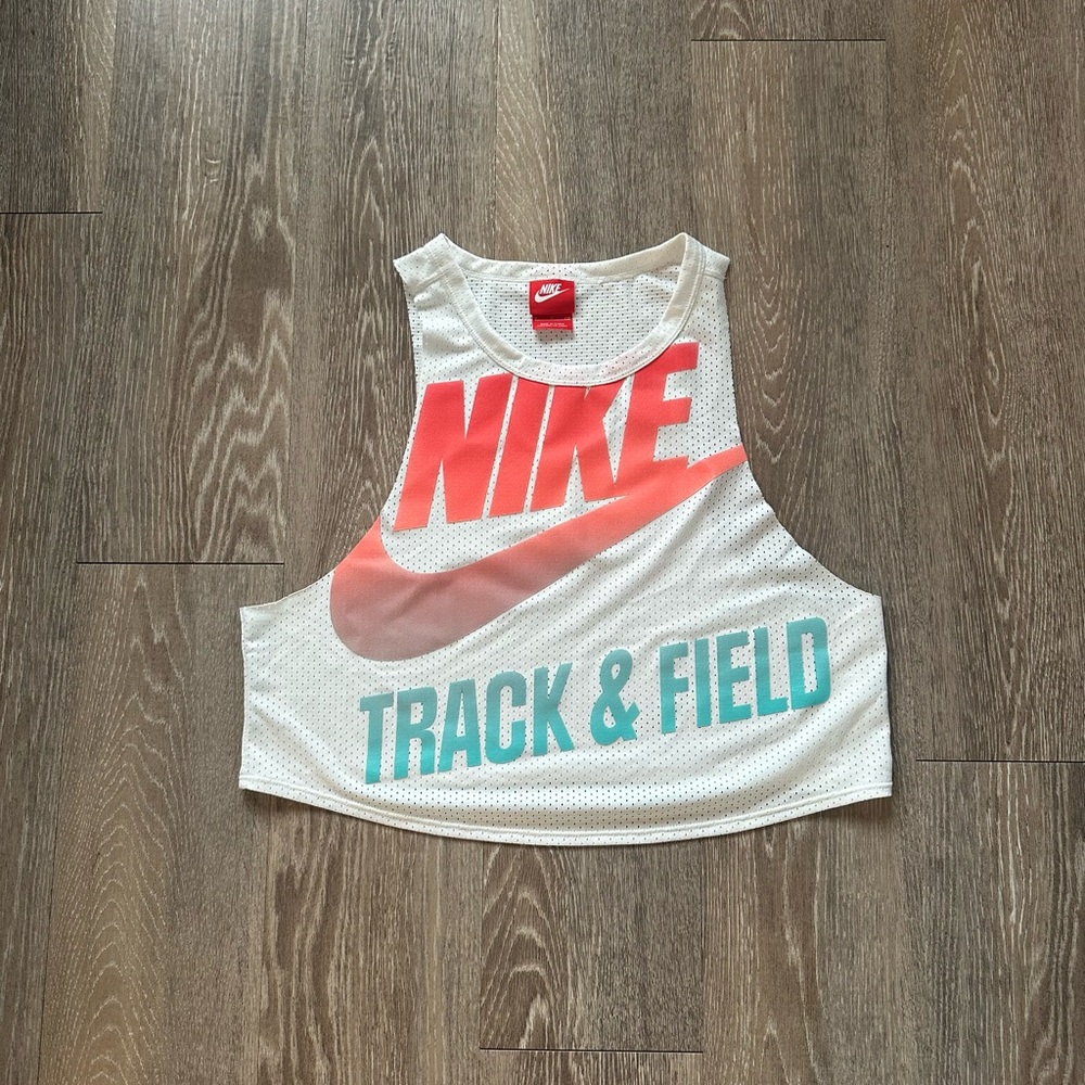 Nike White and Red Athletic Top